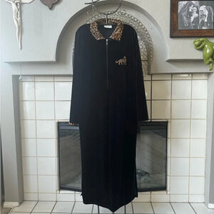 Vintage Amanda Stewart intimates animal print leopard cheetah house robe velour